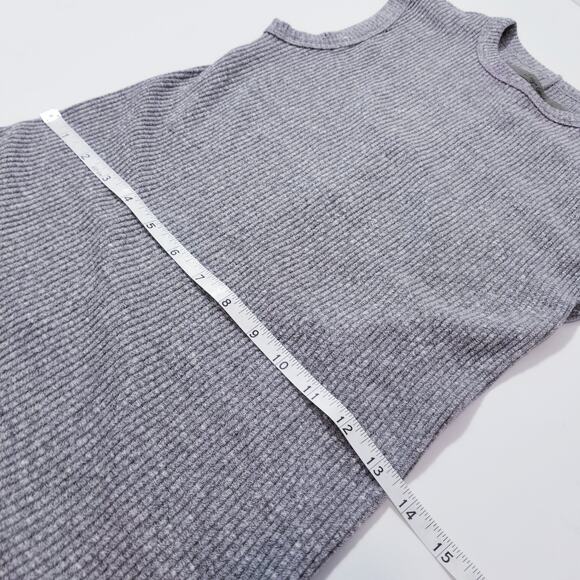 Enzo Costa Ribbed Knit Mini Dress Sleeveless Crewneck - Picture 5 of 14